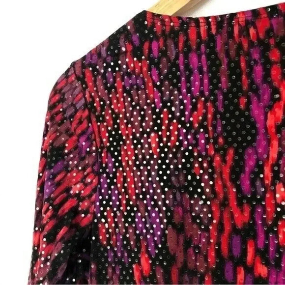 Susan Graver Liquid Knit Pink & Purple Printed Long Sleeve Blouse XS - Picture 4 of 4